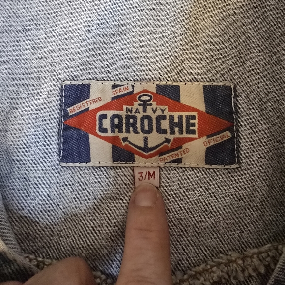 Brand Caroche Vintage Retro Denim Cinched Waist Jacket Countryside Chic - Picture 6 of 8